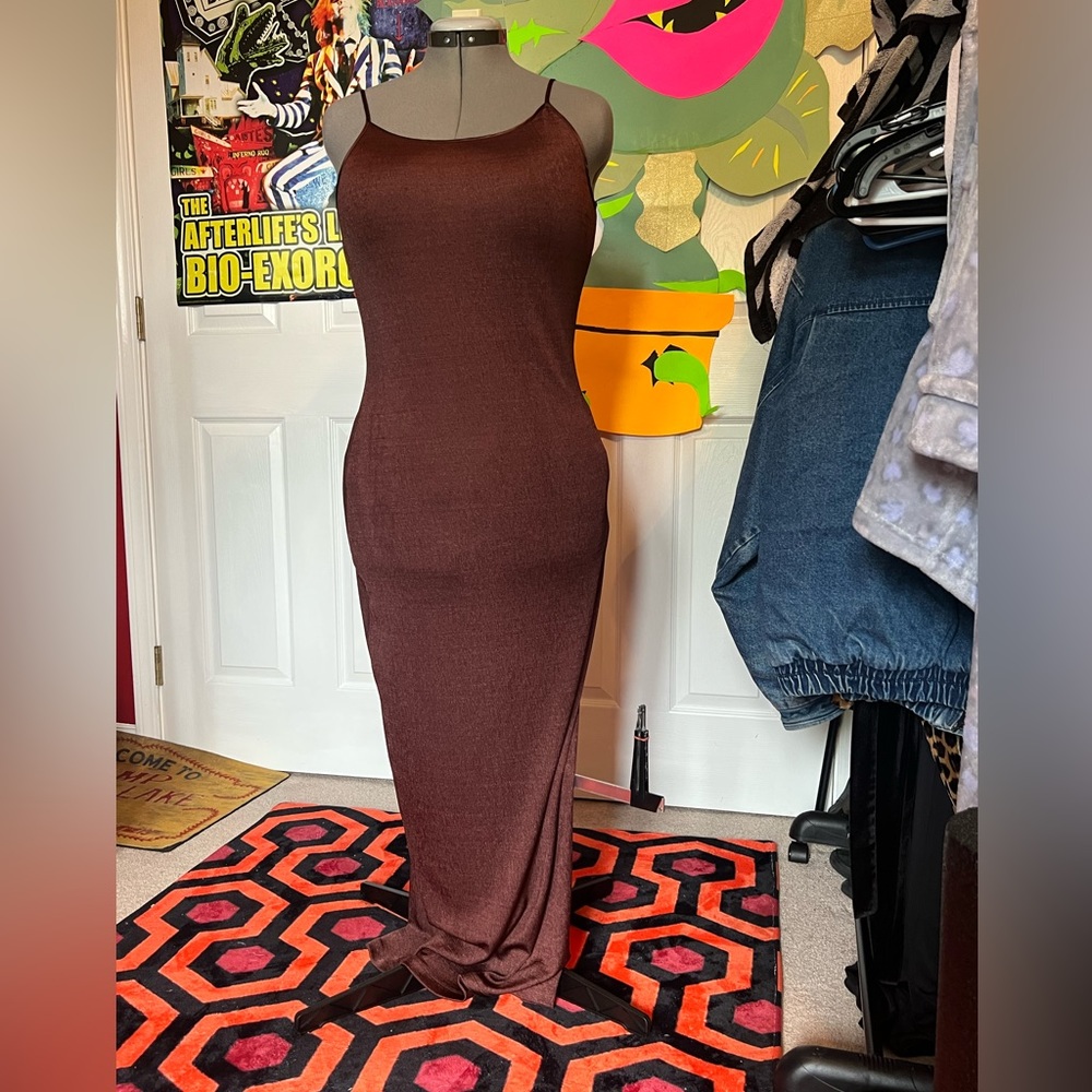 Brown/copper y2k slip dress